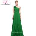 Großhandelsgrauen-Karin Frauen ein Schulter langes grünes Chiffon- Abschlussball-Kleid CL3467-3